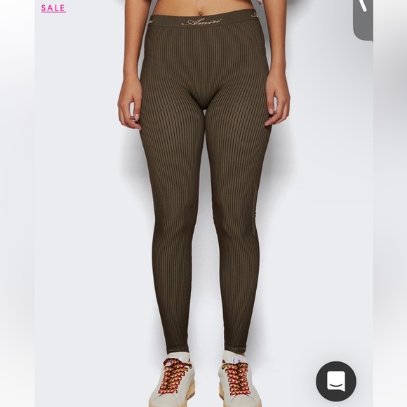 AMIRI RIBBED SEAMLESS LEGGINGS BROWN - Picture 2 of 6